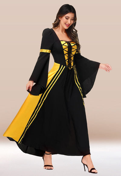 renaissance costume women plus size#color_black-golden