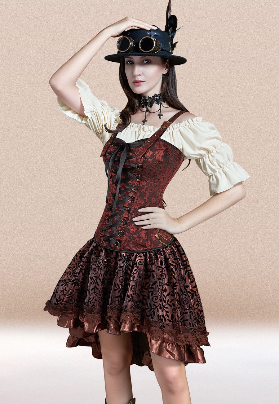 Brown Corset Dress - Steampunk Corset Outfit – Meet Costumes