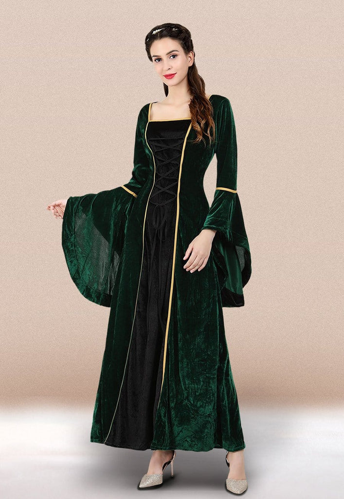 Dark green medieval dress sale