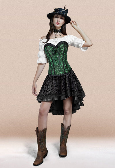 Plus Size Green Medieval Dress#color_green
