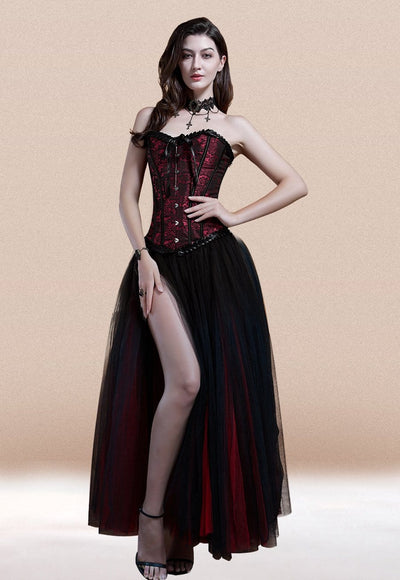 Red Gothic Corset Dress#color_red