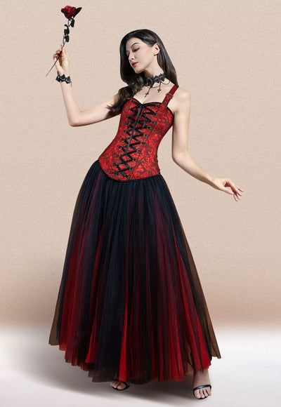 Red and Black Corset Dress#color_red-black