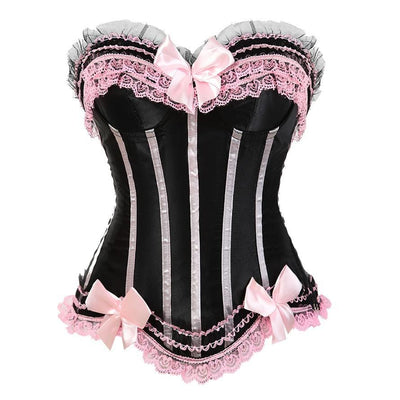 Pink and Black Corset Top#color_pink-black