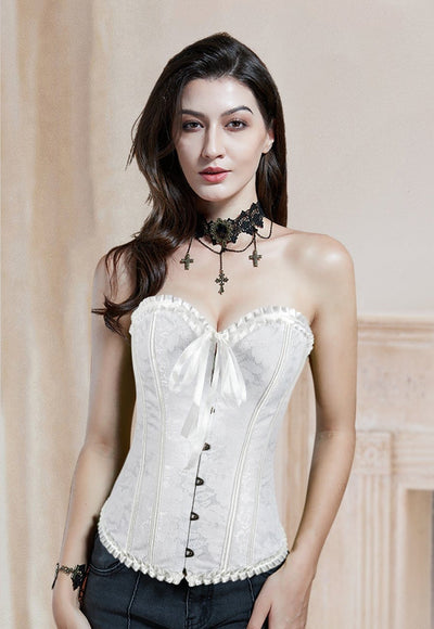 Bridal White Corset, Strapless Corset Top#color_white